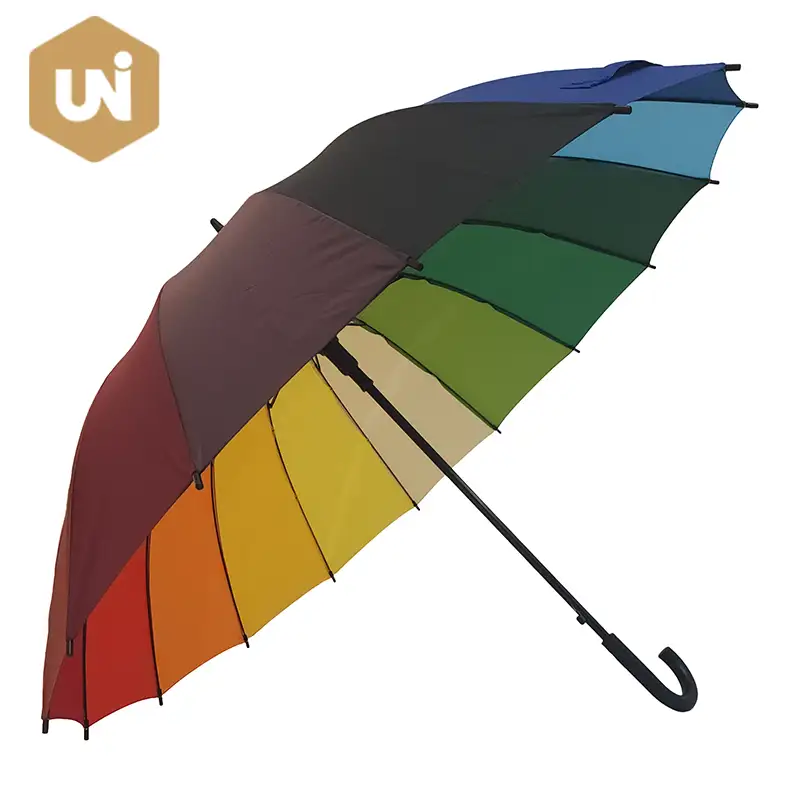 Automatický deštník Rainbow pro dospělé s tyčí